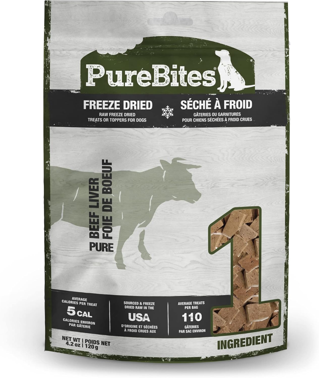 Purebites Freeze Dried Dog Treats Beef Liver 4.2oz.