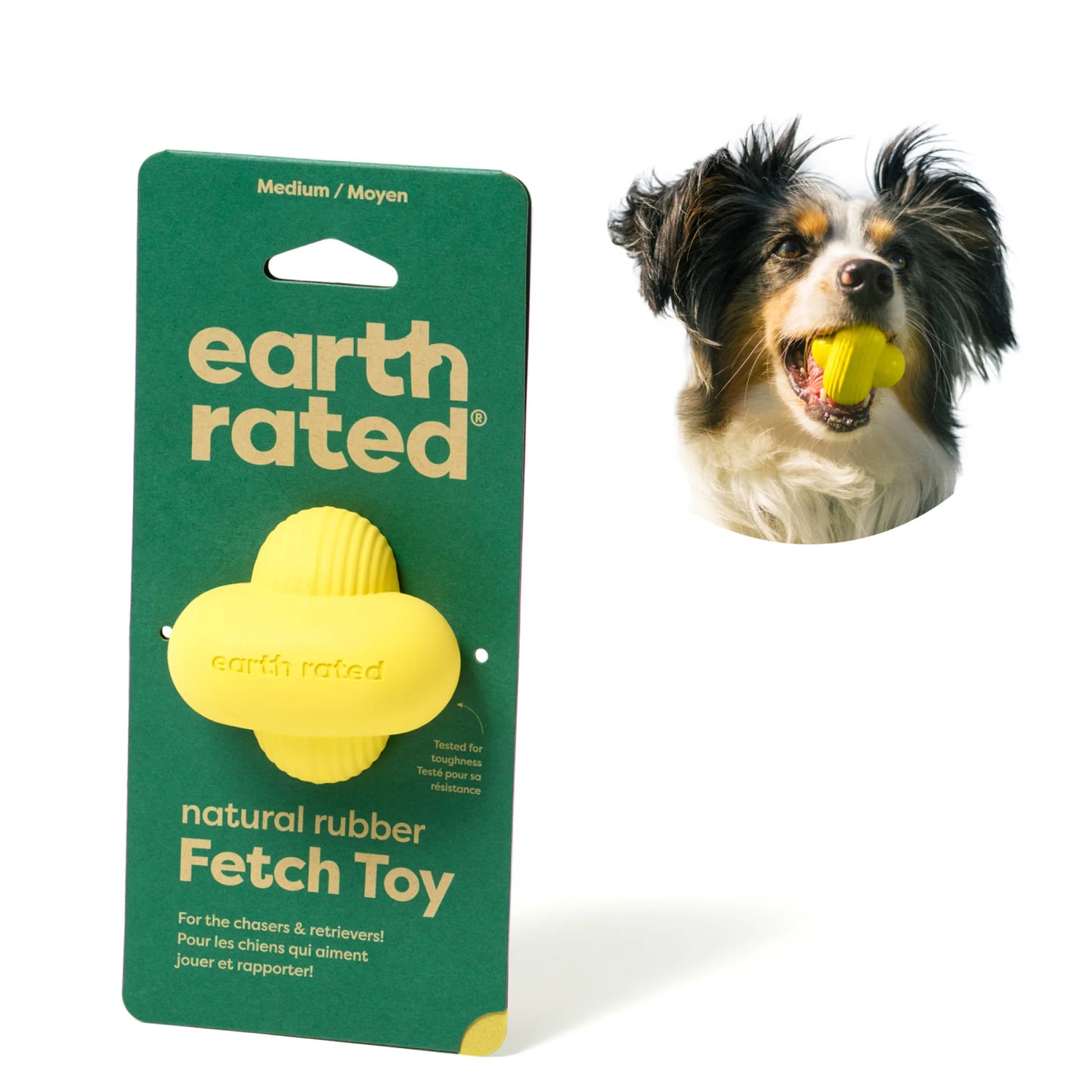 Earth Rated Dog Fetch Toy Yellow Rubber Medium